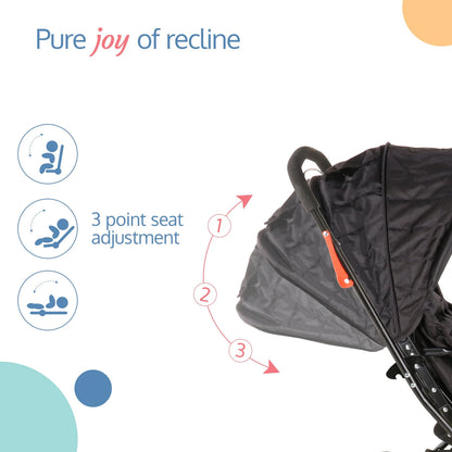 Starshine Baby Stroller / Pram for 0 to 3 Years, New Born / Toddler / Kid, Lightweight, Adjustable backrest, 360° Swivel Wheel, Large storage basket, Reversible Handlebar (Black) Regular priceRs. 5,599.00 Sale priceRs. 4,698.02