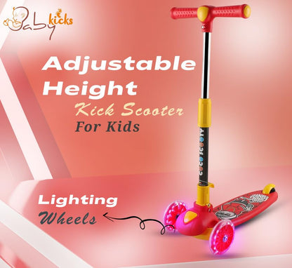 Scooter for Kids, Height Adjustable Foldable Kids Scooter with Lighting Wheels & Rear Foot Brake