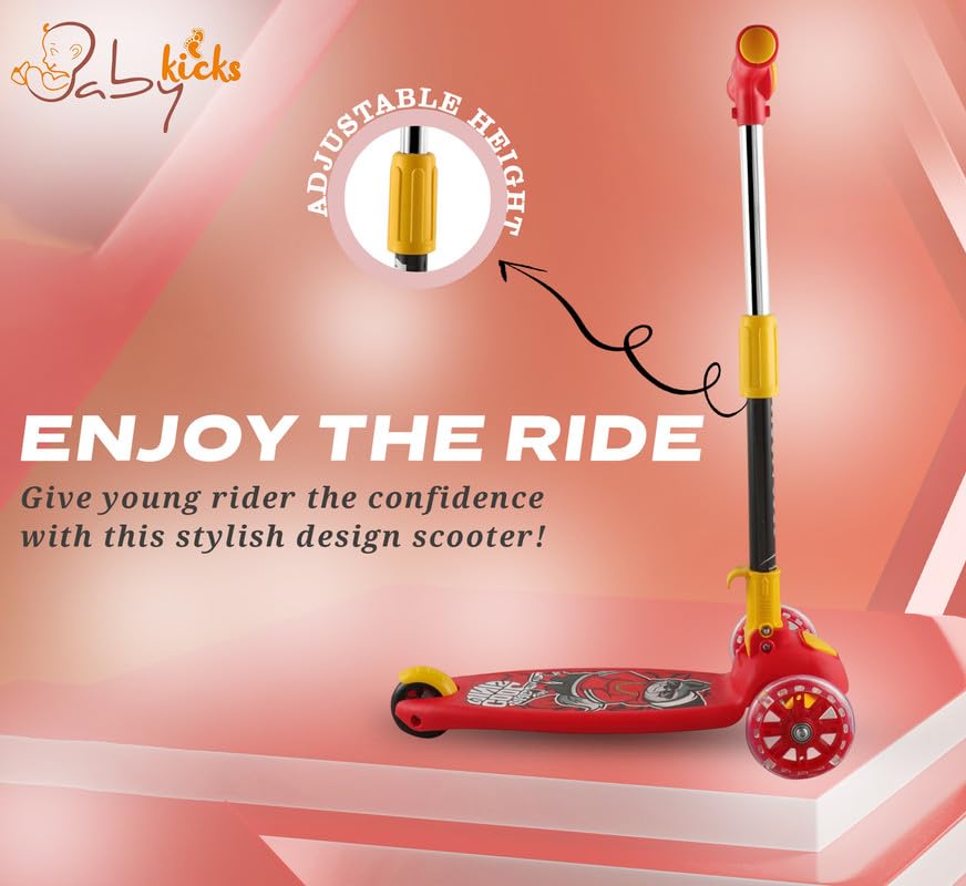 Scooter for Kids, Height Adjustable Foldable Kids Scooter with Lighting Wheels & Rear Foot Brake