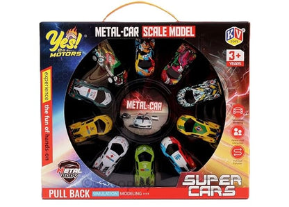 Metal Car Set – Pack of 10 Miniature Cars with Pull Back Action
