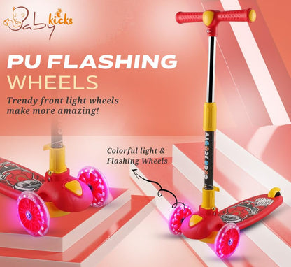 Scooter for Kids, Height Adjustable Foldable Kids Scooter with Lighting Wheels & Rear Foot Brake