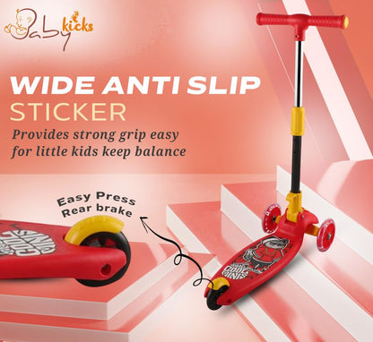 Scooter for Kids, Height Adjustable Foldable Kids Scooter with Lighting Wheels & Rear Foot Brake