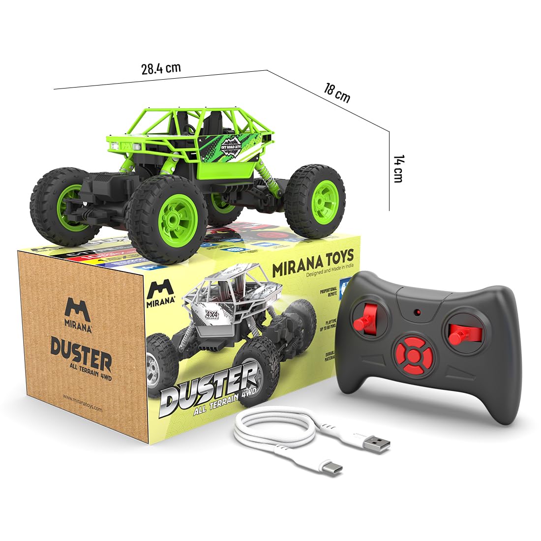 Mirana Duster 4WD 4x4 RC Car High Speed ATV Remote Control Rock Crawler green