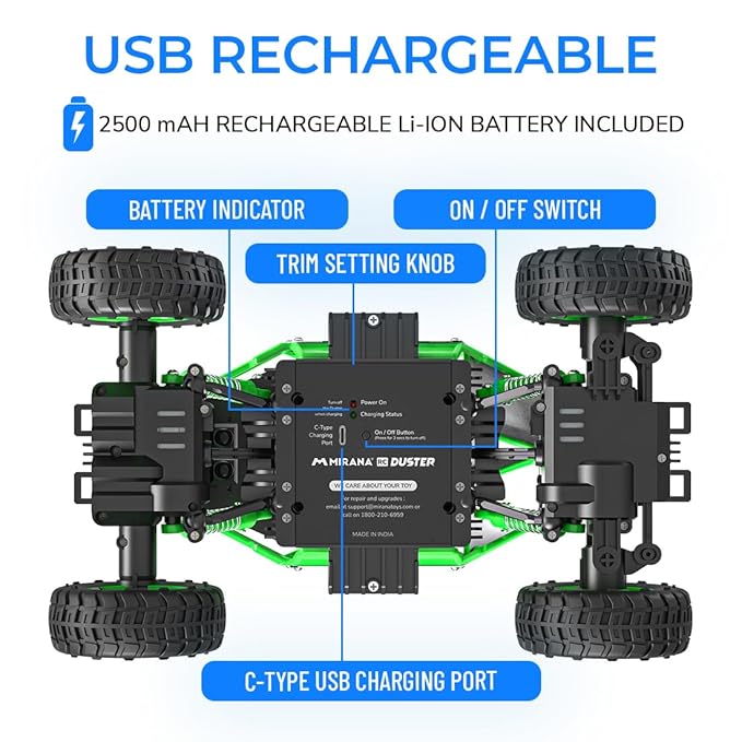 Mirana Duster 4WD 4x4 RC Car High Speed ATV Remote Control Rock Crawler green