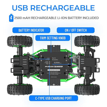 Mirana Duster 4WD 4x4 RC Car High Speed ATV Remote Control Rock Crawler green