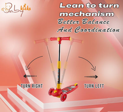 Scooter for Kids, Height Adjustable Foldable Kids Scooter with Lighting Wheels & Rear Foot Brake