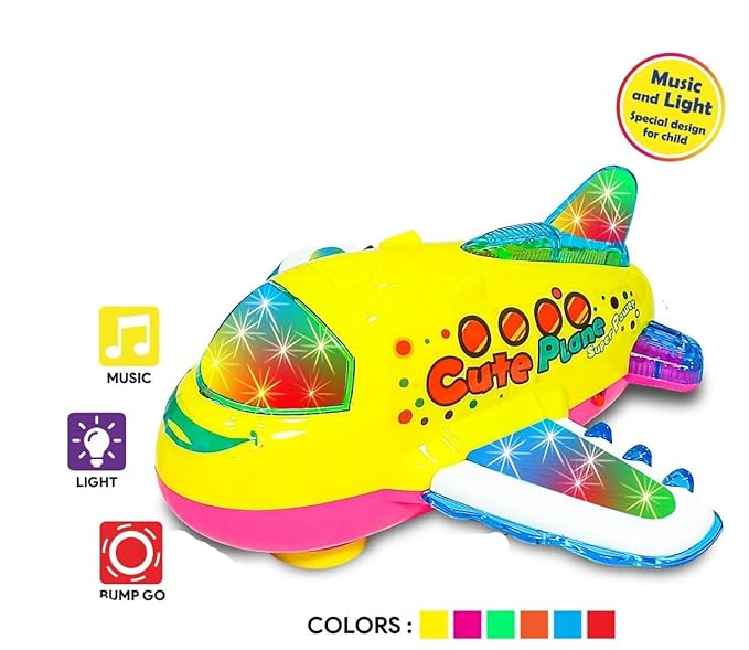 Battery Operated Cute Plane Toys with Led Light,Music