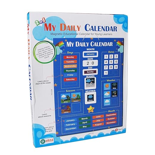 2 in 1 My Daily Calendar, Magnetic Educational Calendar