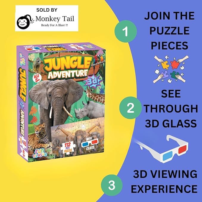 ungle Adventure 3D Jigsaw Puzzle (112 Pieces)
