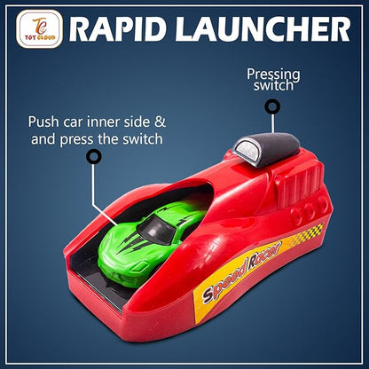 High-Speed Toy Car Launcher Toys for Kids Includes 7 Metal Die-Cast Racing Cars