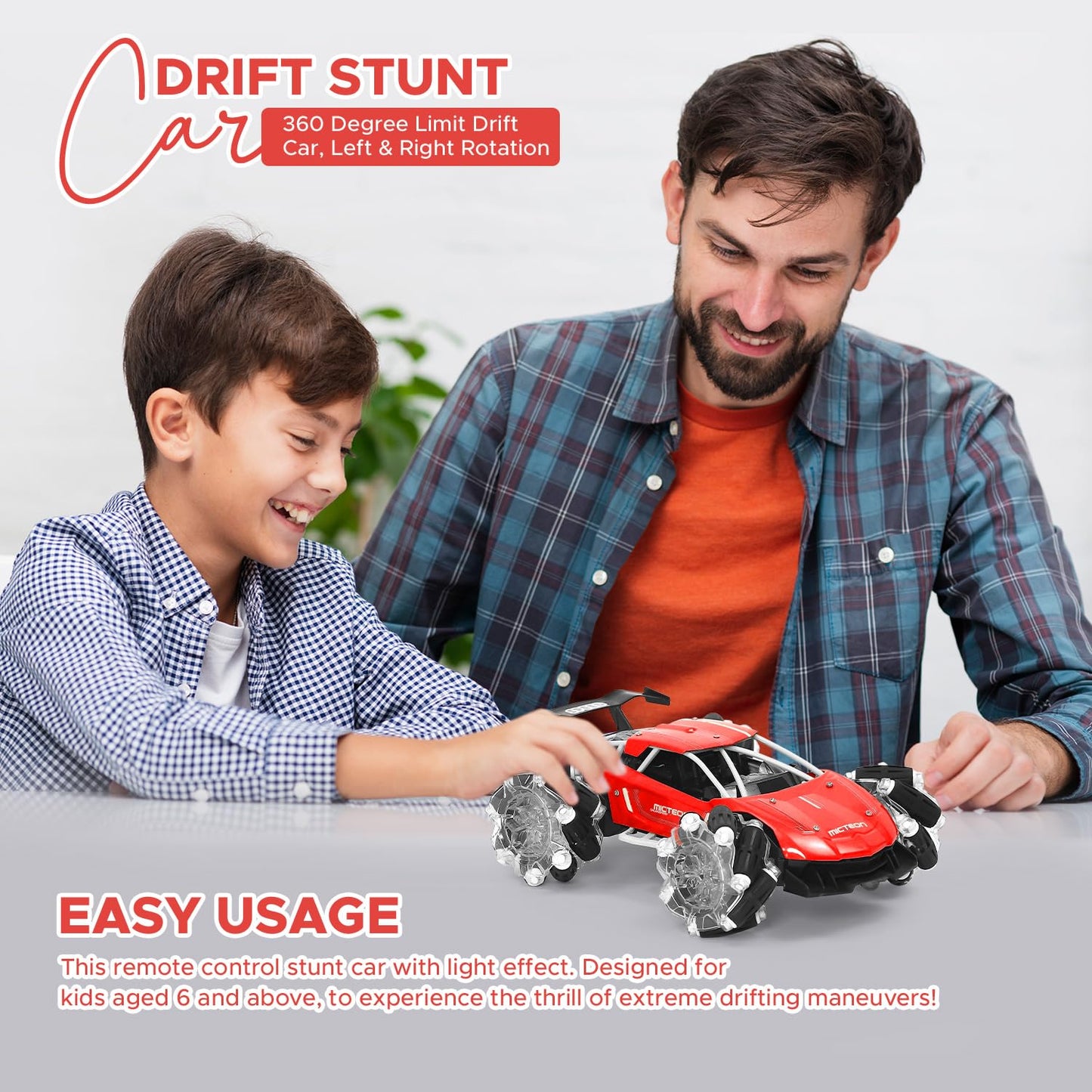 Remote Control Drift Stunt Car for Kids 360 Rotation, All-Terrain RC Car