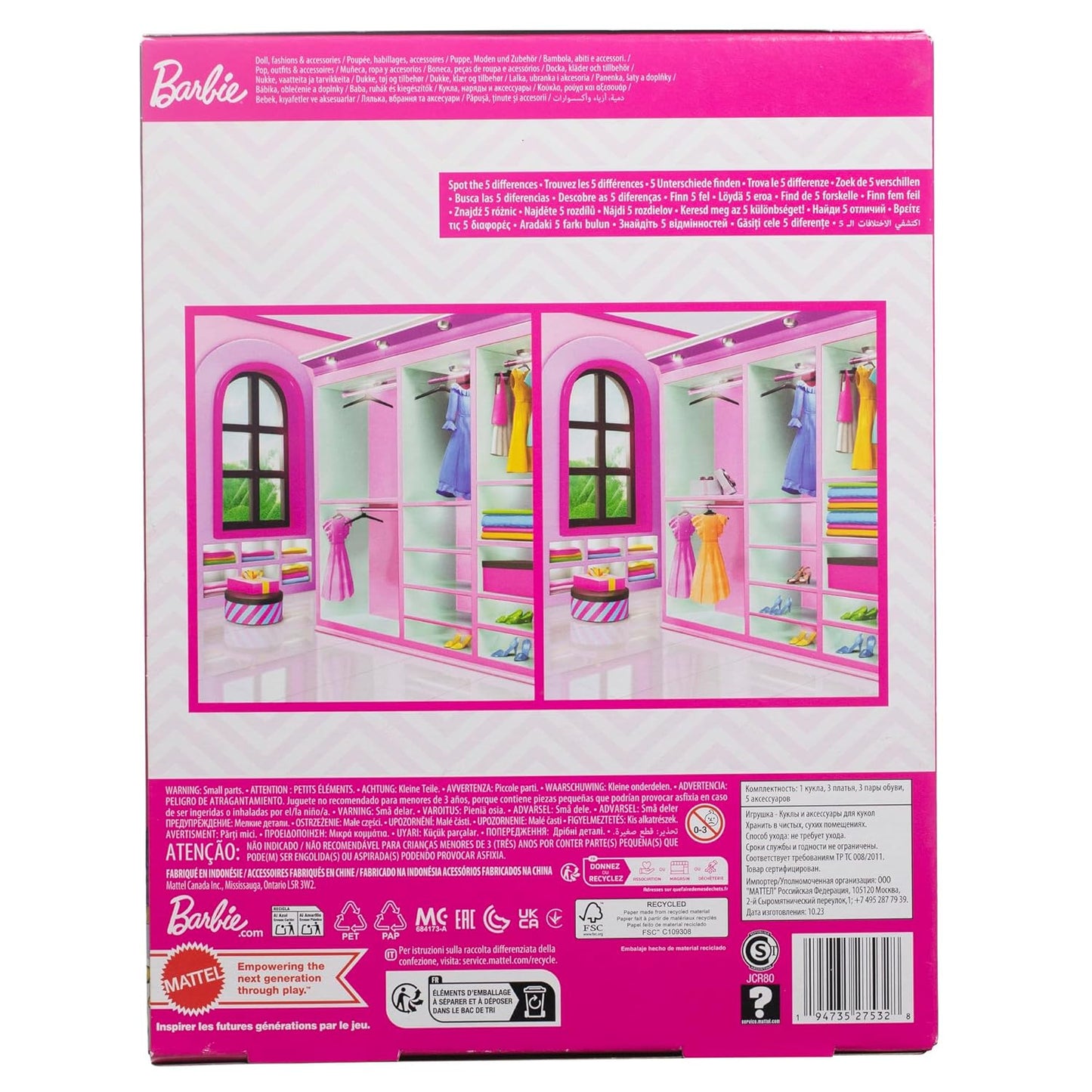 Barbie® Doll with Clothes and Accessories for 4 Complete Outfits, Gift for 3 to 8 Year Olds