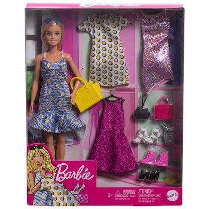 Barbie® Doll with Clothes and Accessories for 4 Complete Outfits, Gift for 3 to 8 Year Olds