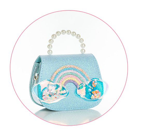 Light blue, glittery finish bag for a fun and eye-catching look.