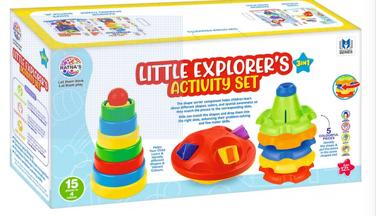 Ratnas LIttle Explorers Activity Set 3in1 Stack & Spin Toys