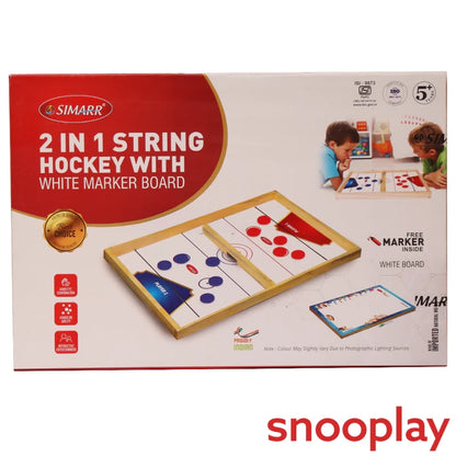 2 in 1 Wooden String Hockey Tabletop Game (BIG) with White Board & Marker